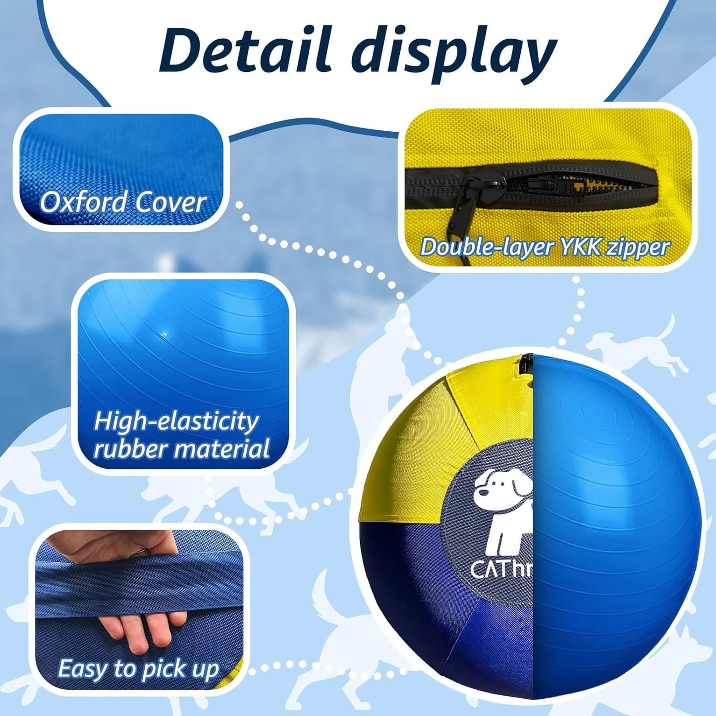 18/25 Inch Durable Herding Ball for Dogs - Rip-Resistant 1860D Oxford Fabric Cover, High-Energy Relief Chew Toy for Australian Shepherd, Border Collie, Large Breed Dogs (25" Herding Ball Set)