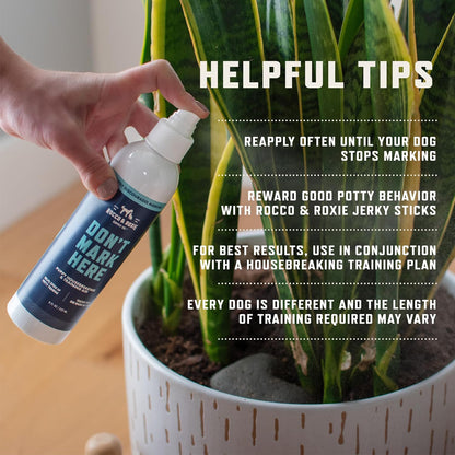 Rocco & Roxie Dog Potty Training Don't Mark Here - No Pee Repellent Spray for Dogs Indoor & Outdoor - Puppy Housebreaking Supplies - Anti Peeing for Dogs and Puppies - Made in USA