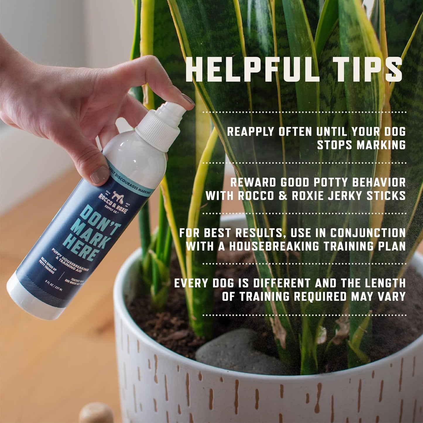 Rocco & Roxie Dog Potty Training Don't Mark Here - No Pee Repellent Spray for Dogs Indoor & Outdoor - Puppy Housebreaking Supplies - Anti Peeing for Dogs and Puppies - Made in USA