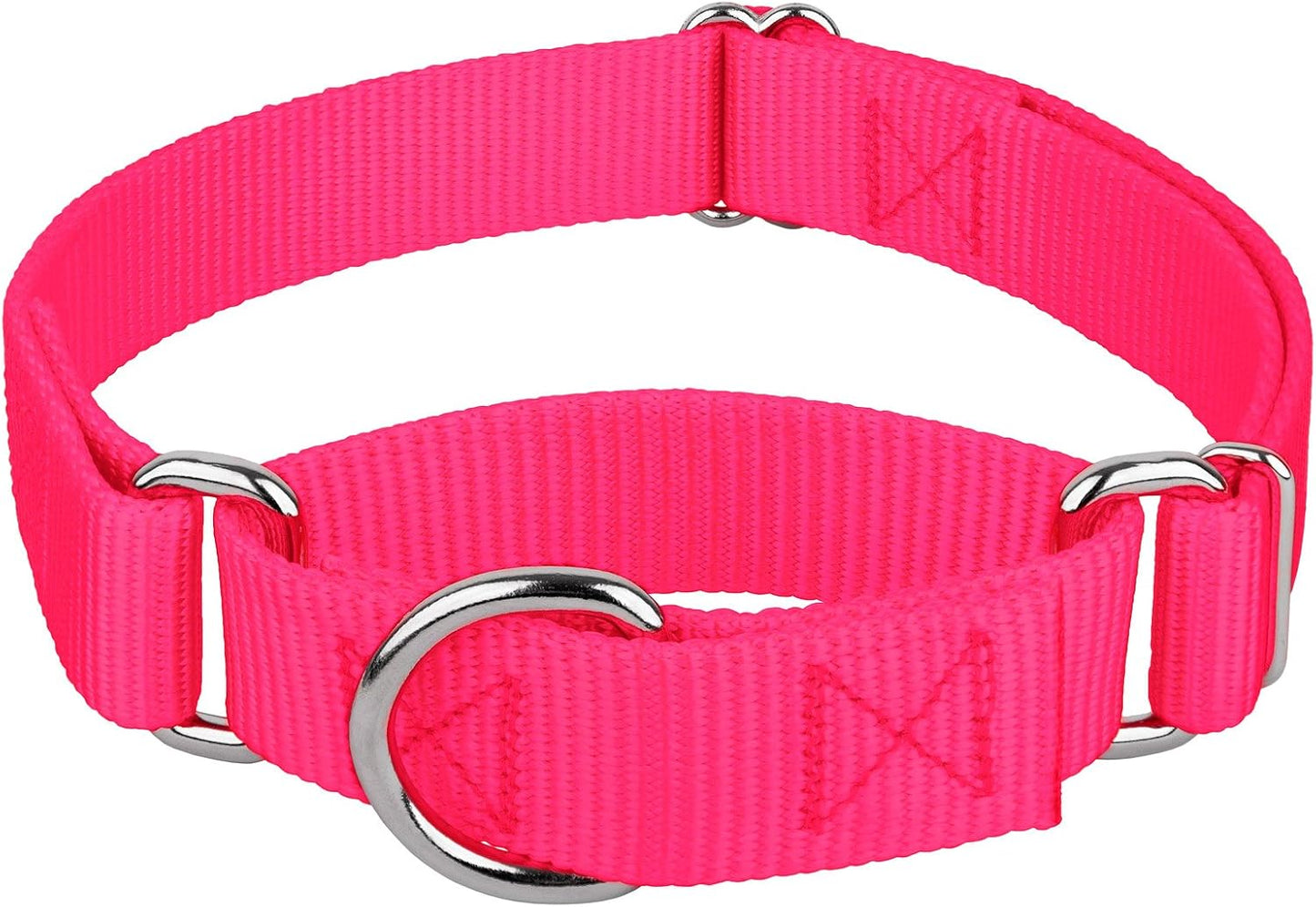 Country Brook Petz - Martingale Dog Collar - Heavy-Duty Training Collar with No Buckle - Service Dog Collar for All Pups - 10+ Warm Colors (Hot Pink, 1 Inch, Medium)