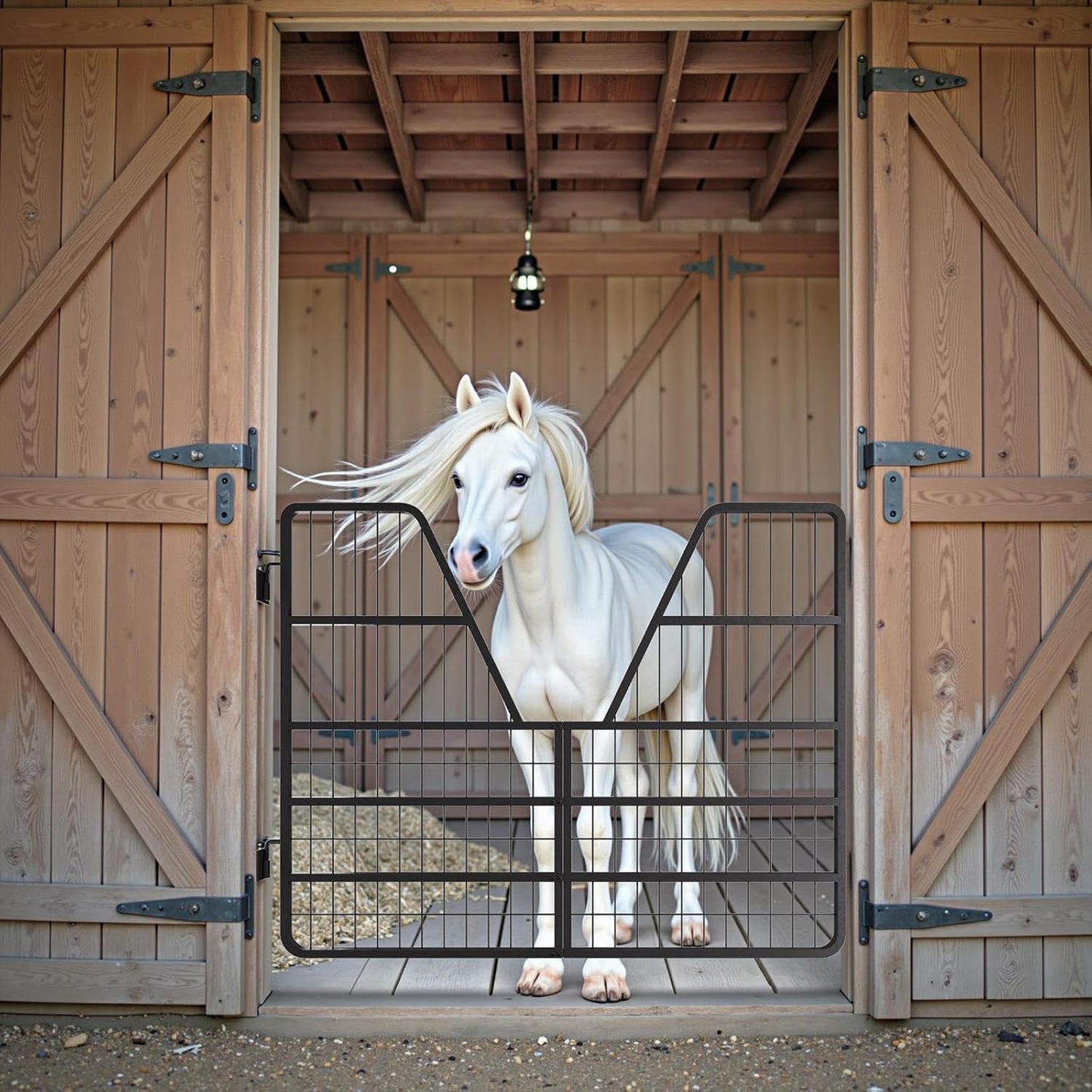 Heavy Duty Horse Stall Gate, 52" W x 42" H, Stall Guards for Horses, Durable Stall Guard for Horses, Fits Standard Barn Doorways, Easy Installation (52" W x 42" H)