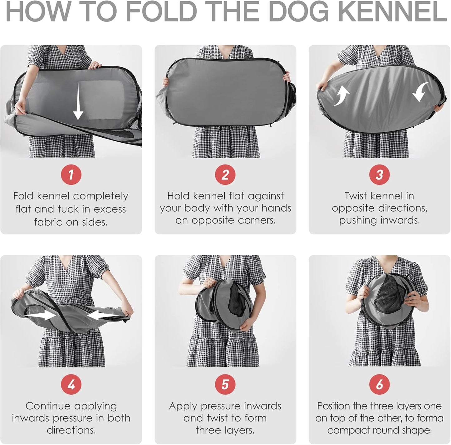 Love's Cabin 36in Portable Large Dog Bed - Pop Up Dog Kennel, Indoor Outdoor Crate for Pets, Portable Car Seat Kennel, Cat Bed Collection, Grey