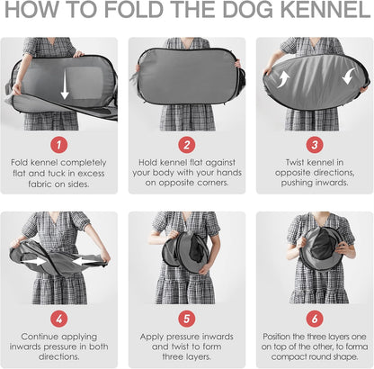 Love's Cabin 36in Portable Large Dog Bed - Pop Up Dog Kennel, Indoor Outdoor Crate for Pets, Portable Car Seat Kennel, Cat Bed Collection, Grey