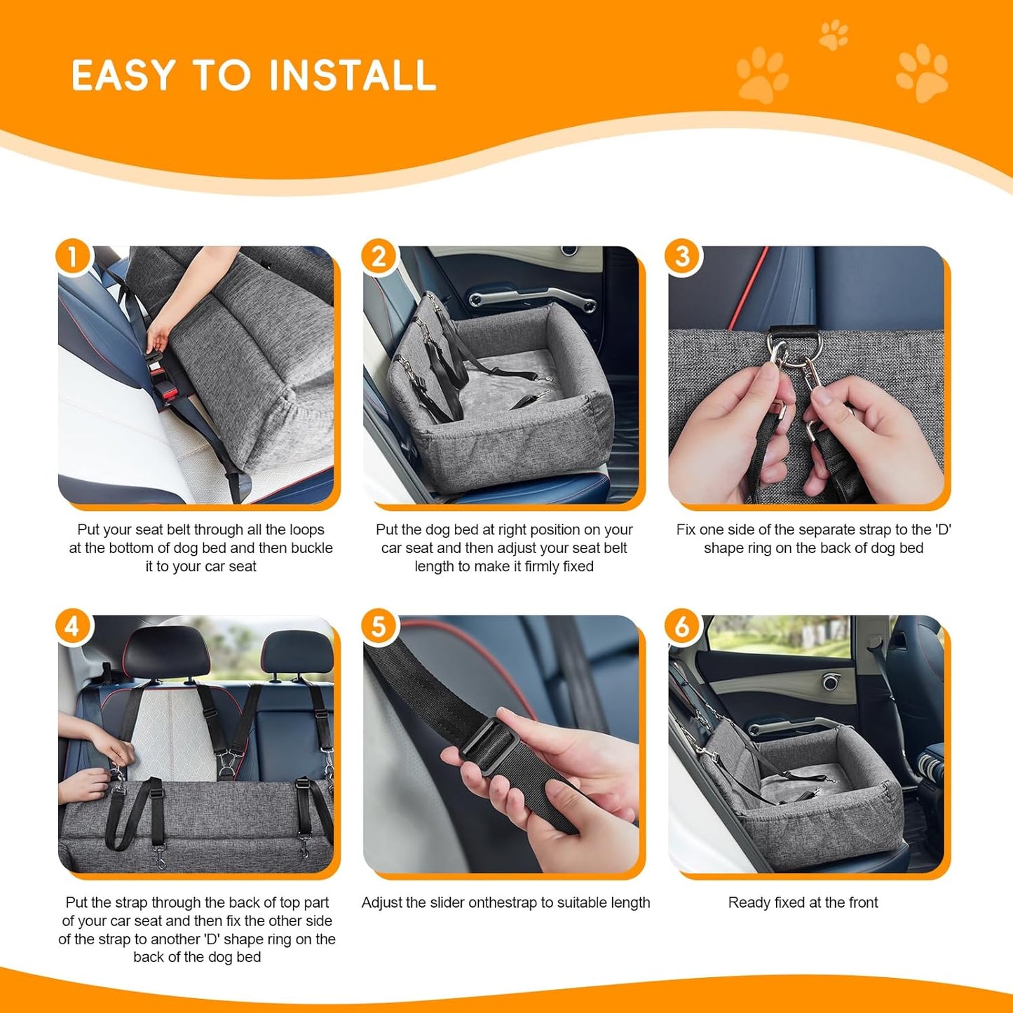 Dog Car Seat for Large Medium Dog,Washable Dog Booster Seat for Medium Large Dogs,Multi-Functional Dog Booster Seat with Thick Cushion, Safety Leashes Dog Sofa Cushion & Travel Dog Bed (Black, 90cm)