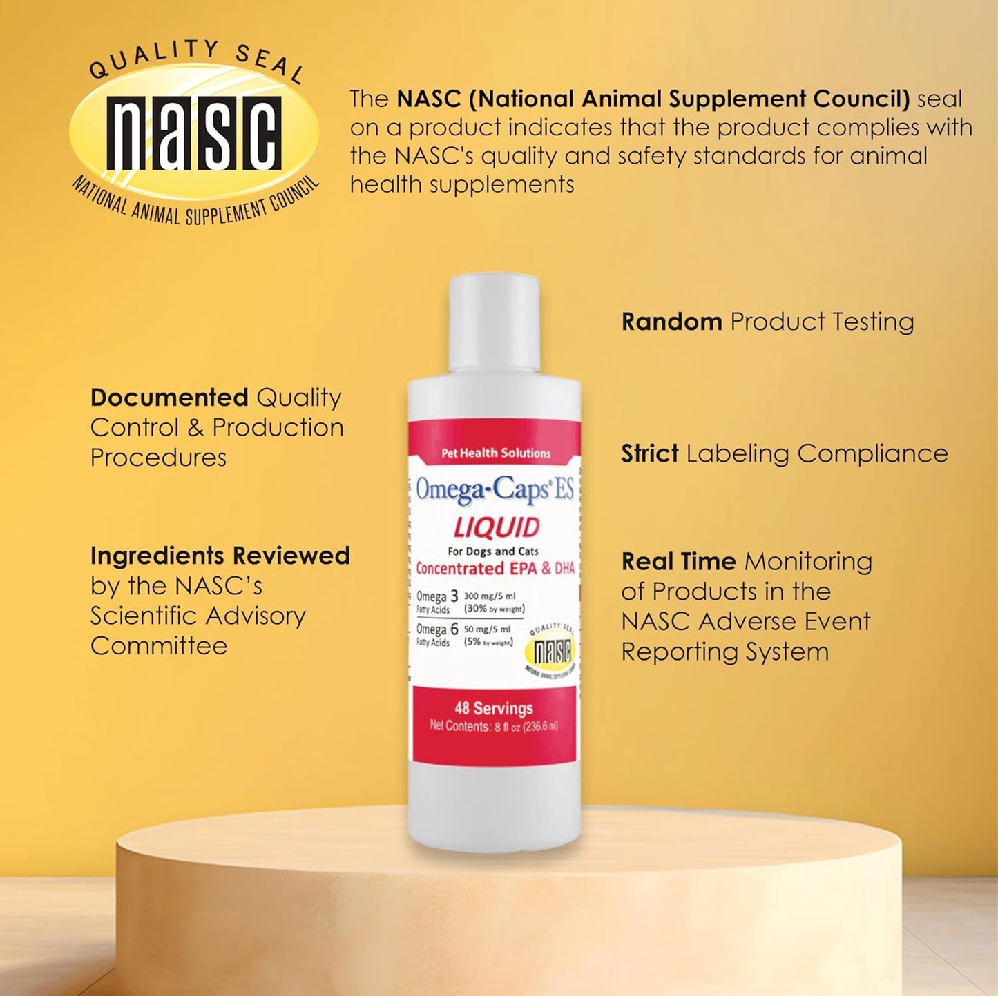 Liquid for Dogs and Cats High Potency Omega-3 and Omega-6 Fatty Acids Concentrated EPA and DHA Fish Oil Supplement Vet Formulated Made in USA Skin Coat Joint and Heart Health 8 fl oz 48 Servings