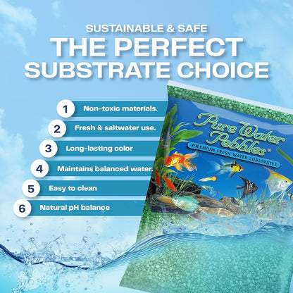 Pure Water Pebbles Aquarium Gravel, 2-Pound, Emerald Green