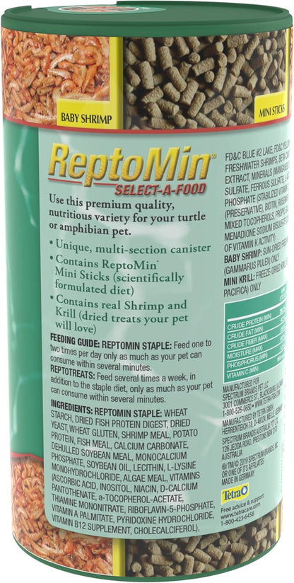 Tetra ReptoMin Select-A-Food 1.55 Ounces, For Aquatic Turtles, Newts And Frogs, Variety Pack