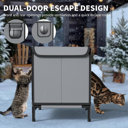 Outdoor Cat House for Winter-Weatherproof Stray Cats Shelter with Thermal Aluminum Foil for Outside