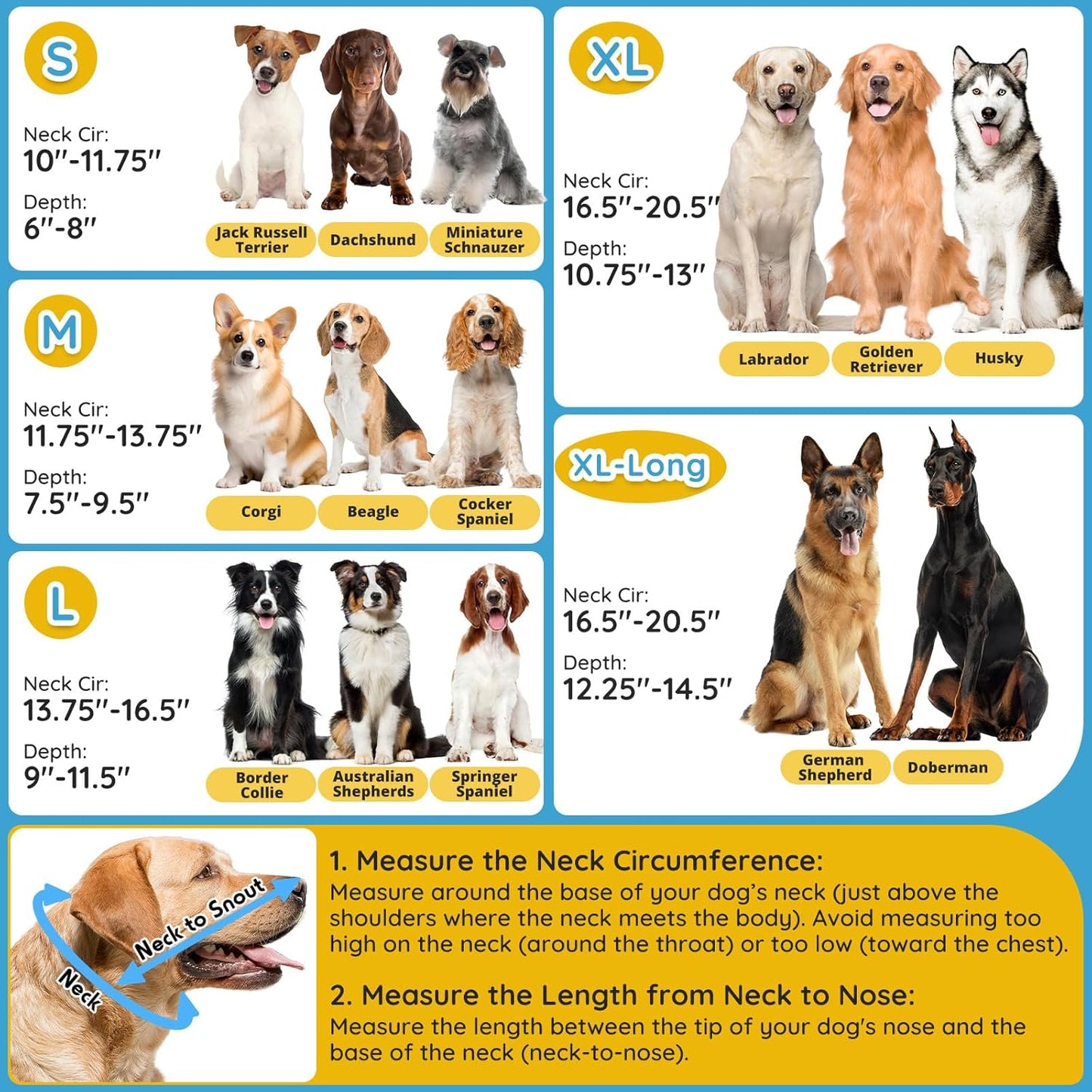 Dog Cone Collar After Surgery, Extended Dog Recovery Cone to Stop Licking Wounds, Transparent Soft Elizabethan Collar for Large Medium Small Dogs, Adjustable Pet Cone with Elastic Neck Loops