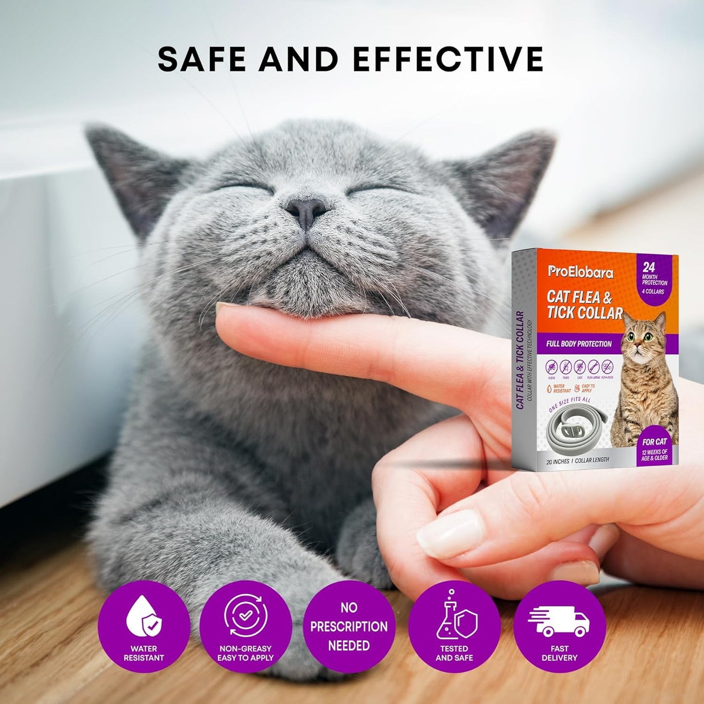 Flea and Tick Prevention Collars for Cats: Effective Pet Flea & Tick Treatment for Cats - Waterproof Adjustable Flea Tick Collars for Large & Small Cat, Outdoor Fleas Ticks Control for Kittens 4 Pack