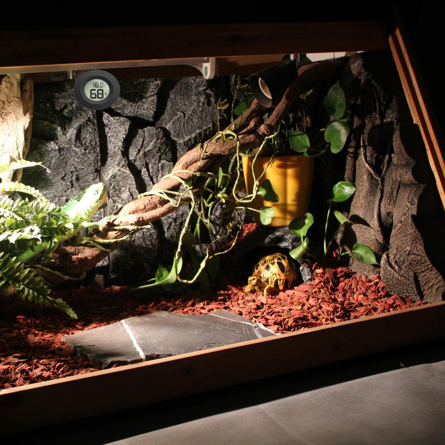 Reptile Tank Accessories, 2pcs Reptile Thermometer and Humidity Gauge, Bearded Dragon Tank Thermometer Humidity Gauge for Jumping Spider, Leopard Gecko, Hermit Crab, Gecko, Ball Python, Lizard.