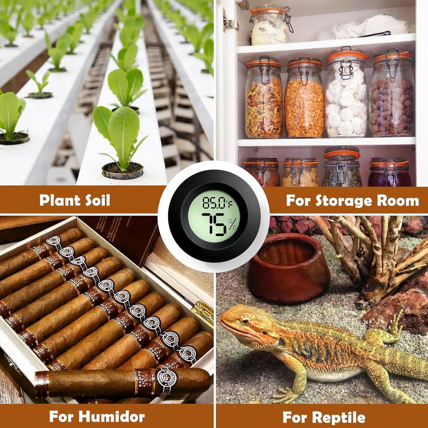 2PCS Reptile Thermometer and Humidity Gauge,Digital Adhesive Reptile Terrarium Hydrometer,Bearded Dragon Tank Accessories,Pet Humidity Meter Supplies for Leopard Crested Gecko,Snake,Lizard