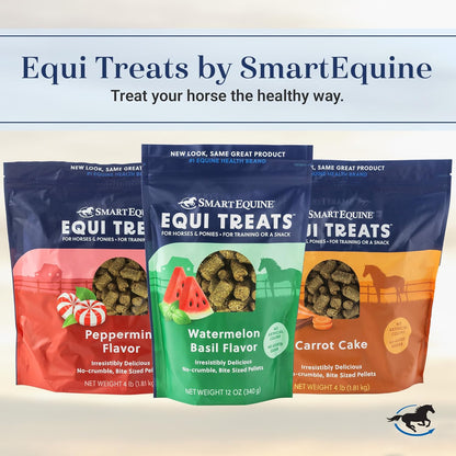 Equi Treats | High-Fiber Horse Treats | Low ESC & Starch | Bite-Sized | No Added Sugar | Bundle of 3 Bags, 4 LB Each: Banana Bread, Carrot Cake, and Apple Pie