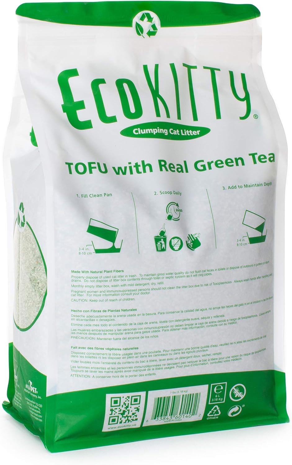 EcoKitty Clumping Cat Litter, Green Tea Tofu