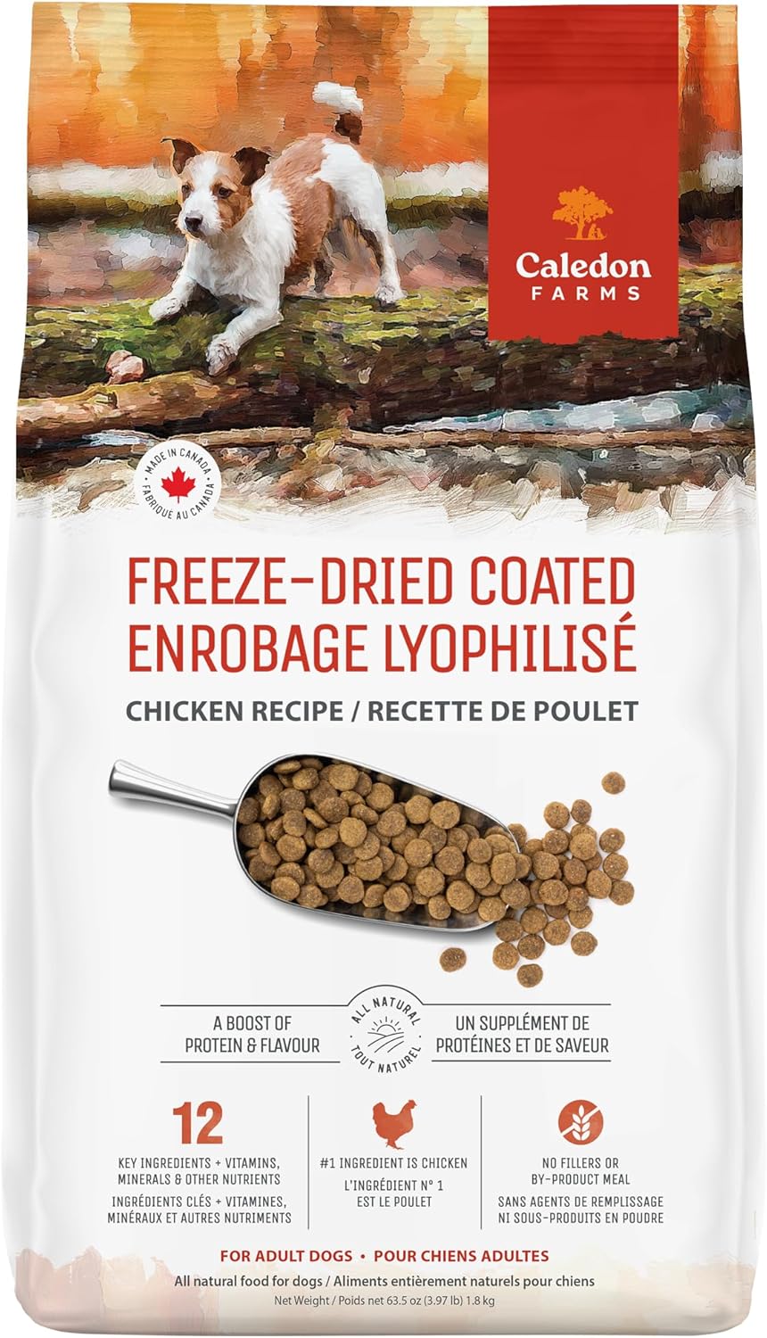 Caledon Farms Freeze-Dried Coated Chicken Recipe Premium Dry Dog Food 3.9lb