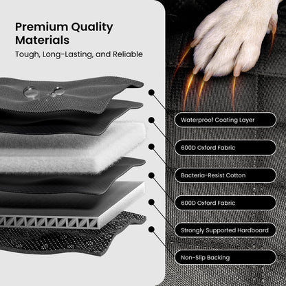 REEVAA Dog Truck Seat Cover for Back Seat, Hard Bottom Dog Hammock for Car, Pet Bed Extender for 2-4 Large Dogs, Waterproof Seat Protector, Universal XL Size Fits for Crew Cab Truck/SUV, Black