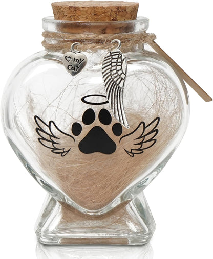 Dog Memorial Gifts for Loss of Pet - Rotating Wooden Frame for 4x6 Photo & Fur Hair Jar - Sympathy Gift for Pet Bereavement, Remembrance Keepsake - Rainbow Bridge Gift for Cat Lovers
