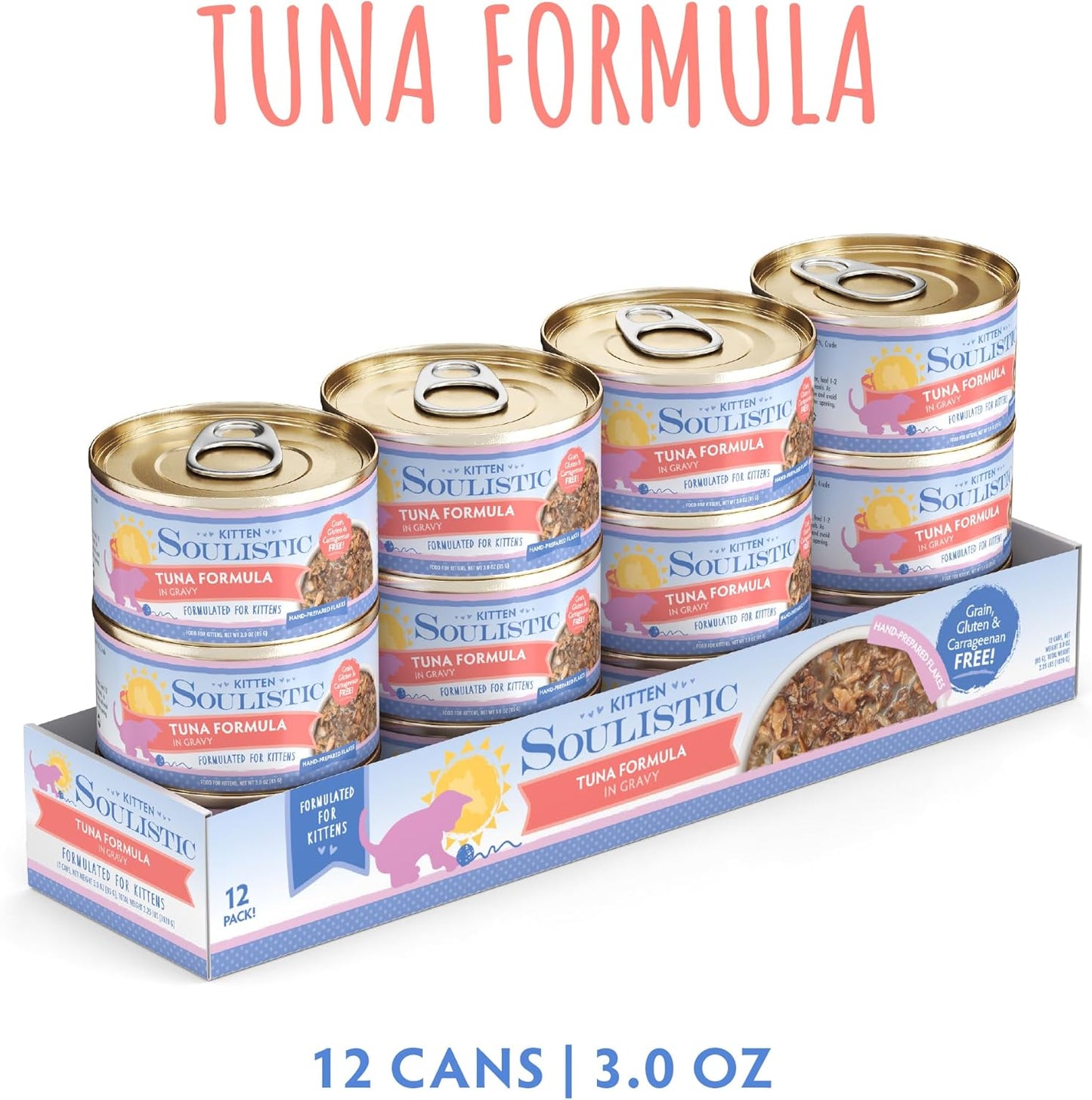 Soulistic Kitten, Tuna Formula in Gravy, 3oz Can, Pack of 12