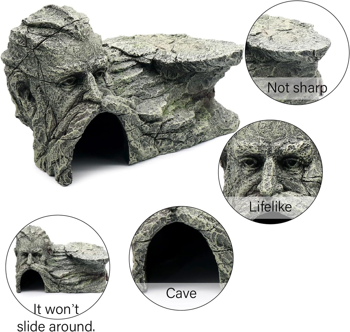 Reptile Rock Basking Platform, Gecko Hide Cave Hiding Place, Snake Cave and Hides for Reptiles, Amphibians, and Small Animals, Lizards