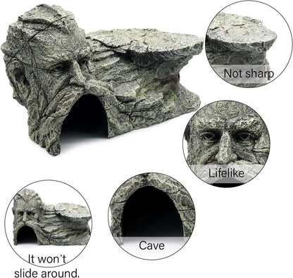 Reptile Rock Basking Platform, Gecko Hide Cave Hiding Place, Snake Cave and Hides for Reptiles, Amphibians, and Small Animals, Lizards
