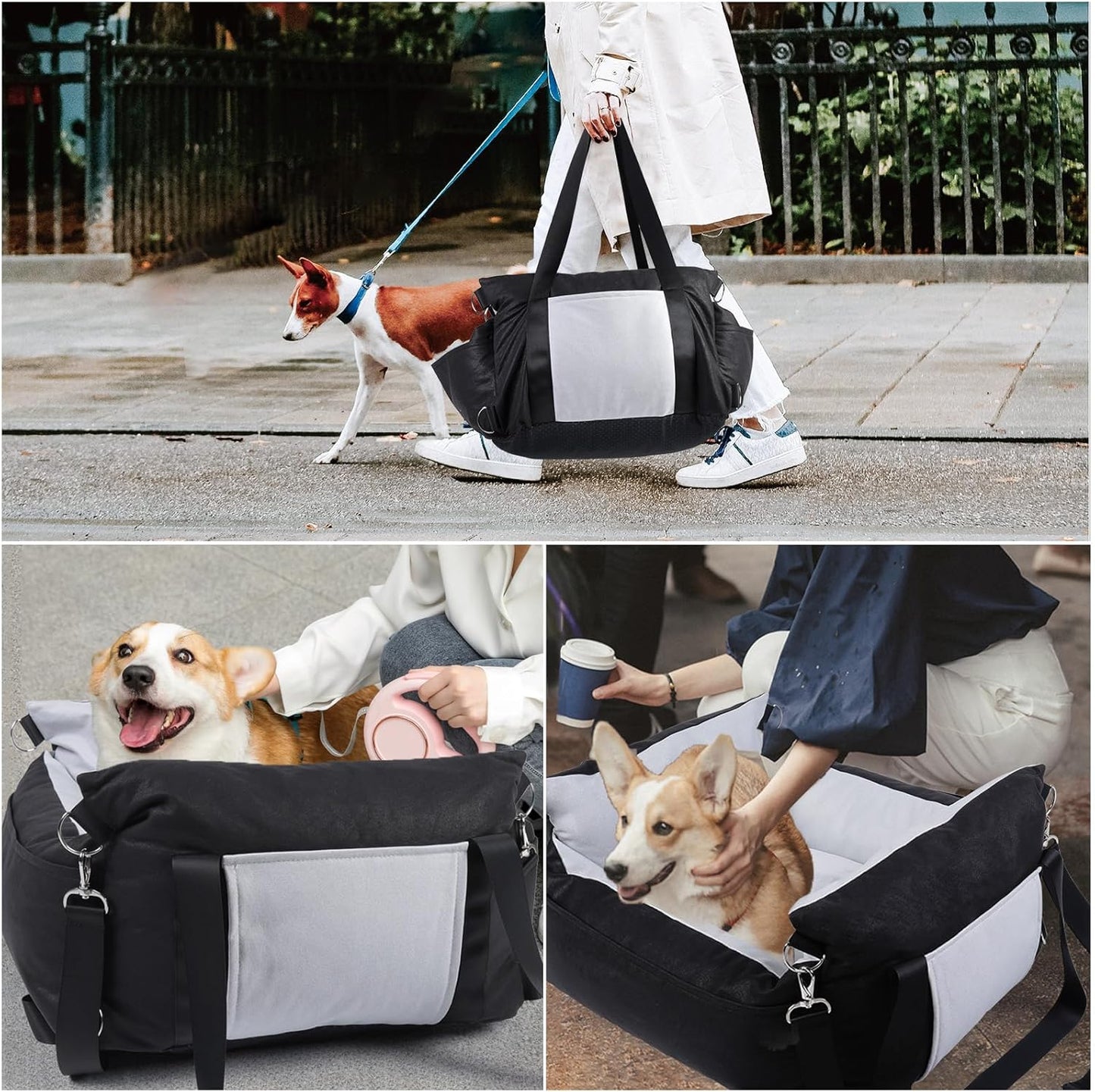 Dog Car Seat for Small Medium Sized Dogs, Cat Dog Booster Car Seat with Seat Belt,Detachable Soft Front Pet Puppy Cars seats,Washable dog seats for cars,Travel cat car Carrier Bed with Storage Pockets