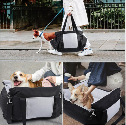 Dog Car Seat for Small Medium Sized Dogs, Cat Dog Booster Car Seat with Seat Belt,Detachable Soft Front Pet Puppy Cars seats,Washable dog seats for cars,Travel cat car Carrier Bed with Storage Pockets