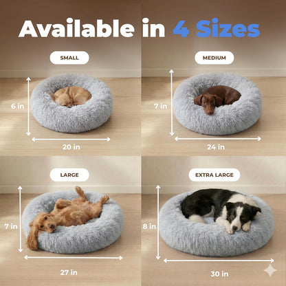 Best Pet Supplies Round Calming Dog Bed for Small, Medium & Large Dogs, Plush Donut Cuddler Pet Bed w/Raised Rim for Head, Neck Support, Anti-Slip Bottom Washable Bed - Light Warm Gray, 24 x 24 x 7