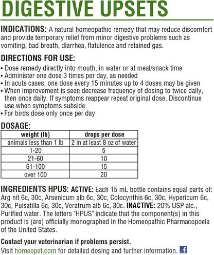 HomeoPet Digestive Upsets, Safe, Gentle, and Natural Cat and Dog Digestive Support, 15 Milliliters