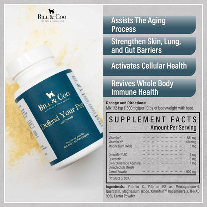 BILL & COO Complete Pet Wellness Bundle – Probiotic & Prebiotic Gut Support + NAD Immune Booster – Daily Digestive & Cellular Health Supplements for Dogs & Cats – Natural Powder Formula, 3-Pack