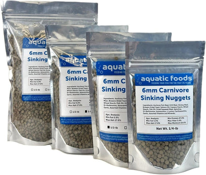 Aquatic Foods Inc. 6mm - 1/4" Carnivore Sinking Pellets for Carnivore Cichlids, Catfish, Monster Fish, Bottom Grazers, All Medium to Large, Also Koi & Pond Fish. - WL…1-lb Foil Pouch Bag