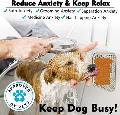 Lick Mat for Dogs, Dog Lick Mat with Suction Cups for Anxiety, Peanut Butter Dog Licking Mat Slow Feeder Dispensing Treater Lick Pad for Dogs Cats Grooming Bathing and Training (Grey)