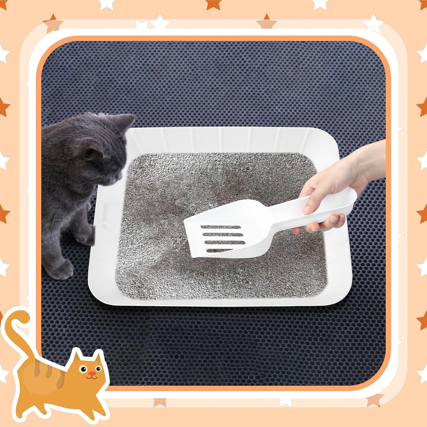 Bokon 50 Pcs 25 Set Disposable Litter Boxes for Cats with Scoop Plastic Cat Litter Tray Large Kitten Pan for Kitty Rabbit Guinea Pig Hamster Pets Supplies Travel Home Toilet, 15.7 x 11.8 x 3'' (White)