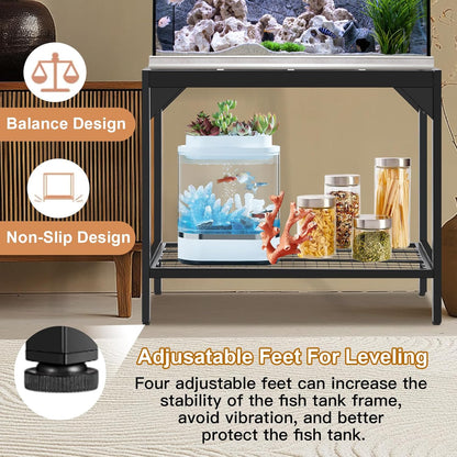 40-50 Gallon Fish Tank Stand, Aquarium Stand with Power Outlets,36.6" x 18.5"Tabletop, Thickened Metal Frame, Reptile Tank Stand for Home Office, Tank not Included
