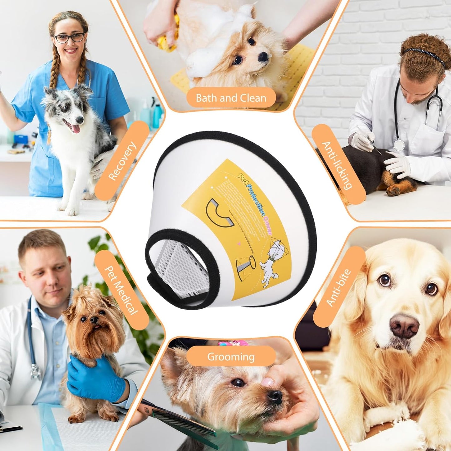 2 Pack Cat Cones to Stop Licking, Soft Comfortable Adjustable Dog Cone After Surgery Pet E Collar Pet Recovery Cones Alternative to Plastic Elizabeth HeadCollar for Cats Kitten Puppy(Size M)