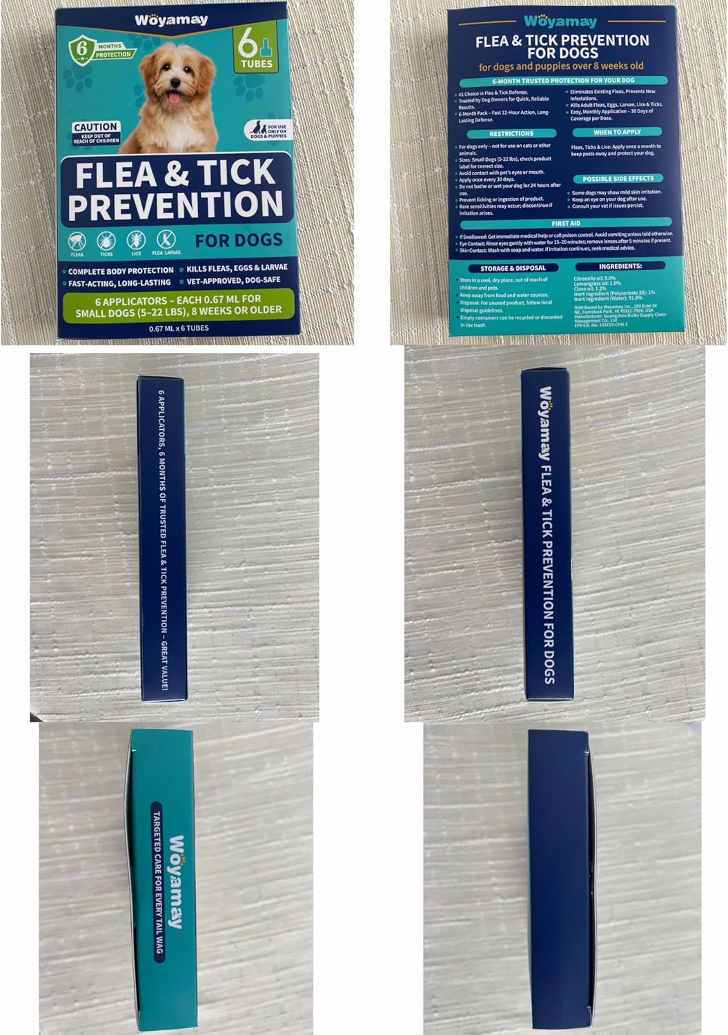 Flea and Tick Prevention for Small Dogs, 6-Month Supply Dog Flea and Tick Treatment Drops, Topical Fast-Acting Dog Flea Treatment for Small Dogs Up to 5 to 22 lbs