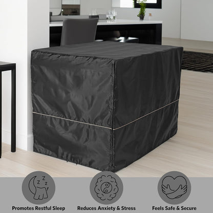 MidWest Homes for Pets Large Dog Crate Cover, Black Polyester Privacy Kennel Cover Fits Most 42-inch Crates, Machine Washable, Reduces Barking & Chewing