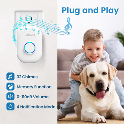 Dog Bells to Go Outside, Wireless Doggie Door Bell Operating at 1000 Feet with IP65 Waterproof Touch Button, 32 Melodies & 4 Notification Modes