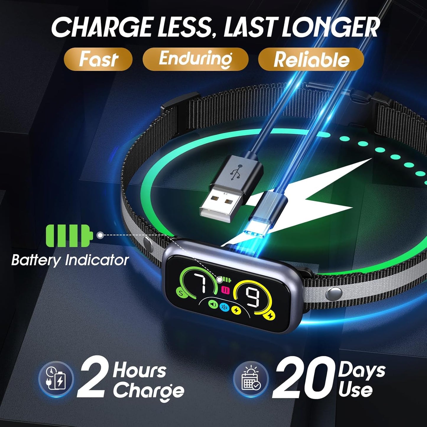 Dog Bark Collar Pro, Instant Bark Solution, Smart Anti Barking Device with 4 Correction Modes, Fast-Acting Barking Collar for for Large Medium Small Dogs 5-150lbs, Ideal for Home & Outdoor Use