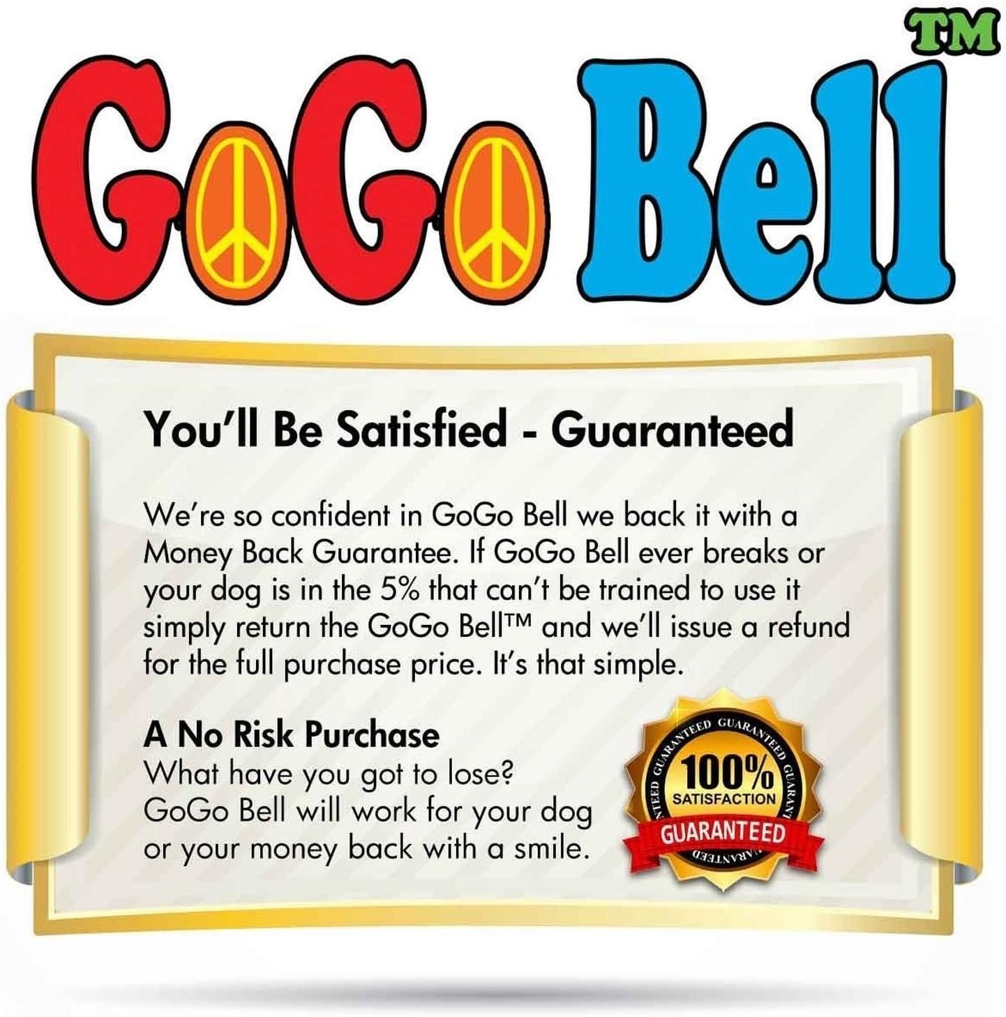 GoGo Bell Dog Doorbell for Housebreaking/Housetraining Door Bell/Potty Training Your Poochie to Let You Know When they Need to Tinkle (White, Qty 1)