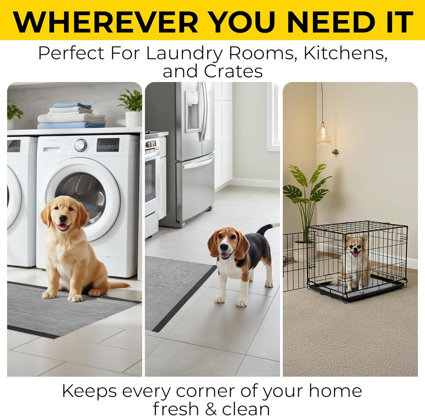 Glad for Pets Black Charcoal Puppy Pads, 23"x23" Disposable Training Pads That Absorb & Neutralize Urine with Activated Carbon - 100 Count