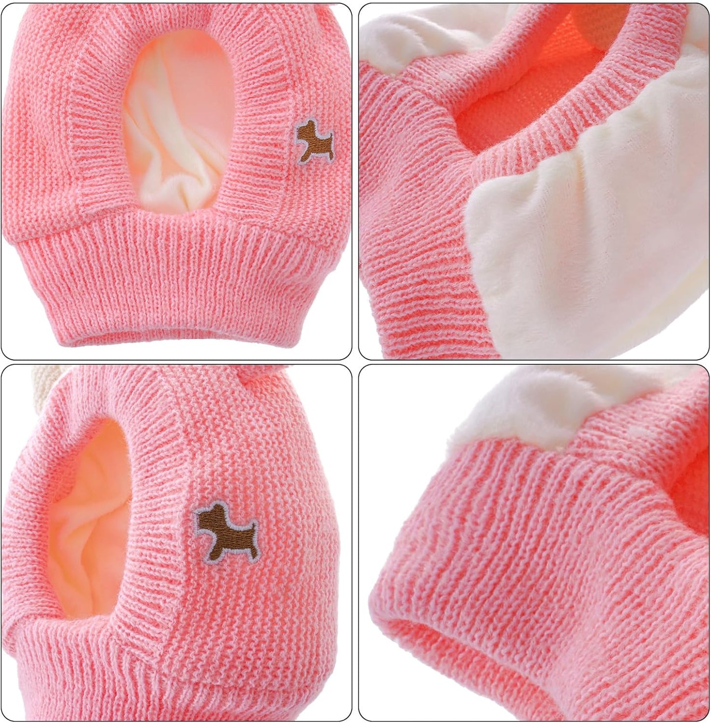 Dog Ear Muffs Noise Protection Knitted Hats Pet Neck Ear Warmer for Winter Knitted Cap for Anxiety Calm Down for Dog Cat(Pink, One Size)