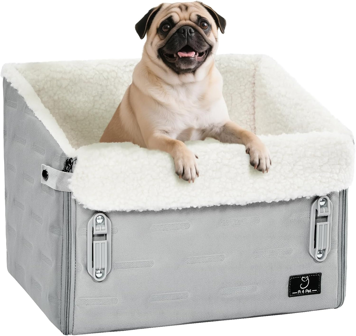 Dog Car Seat for Small Dogs – Patented Safety Buckle, Booster Seat with Safety Leash, Travel Bed for Dogs Up to 35 lbs – Secure, Comfortable, Easy Install, Fits Cars/SUVs/Trucks