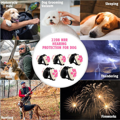 Upgraded Dog Ear Muffs for Noise Protection - 22dB NRR Noise Cancelling Headphones with Dog Paw Design, Calming Earmuffs for Thunder, Fireworks & Hunting (XL, White-Pink)