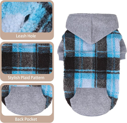 PUPTECK Dog Hoodie Puppy Sweatshirt Warm Dog Sweater Winter Clothes Cold Weather Coats for Small Medium Large Dogs, Blue, S/M