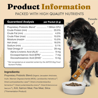 Vital Probiotics for Dogs - Wolf Microbiome, Daily Digestive Health, Dog Probiotics for Digestive Health, Powder Probiotic Supplement, Prebiotics & Postbiotics, Veterinarian Developed, 30 Packets