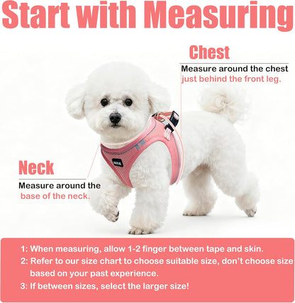 Dog Harness and Leash Set, No Pull Soft Mesh Pet Harness -in Puppy Pet Vest Harnesses for XS,Small,Medium Dogs and Cats Pink-M