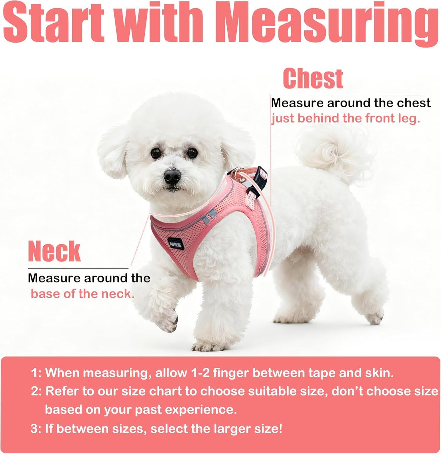 Dog Harness and Leash Set, No Pull Soft Mesh Pet Harness -in Puppy Pet Vest Harnesses for XS,Small,Medium Dogs and Cats Pink-M