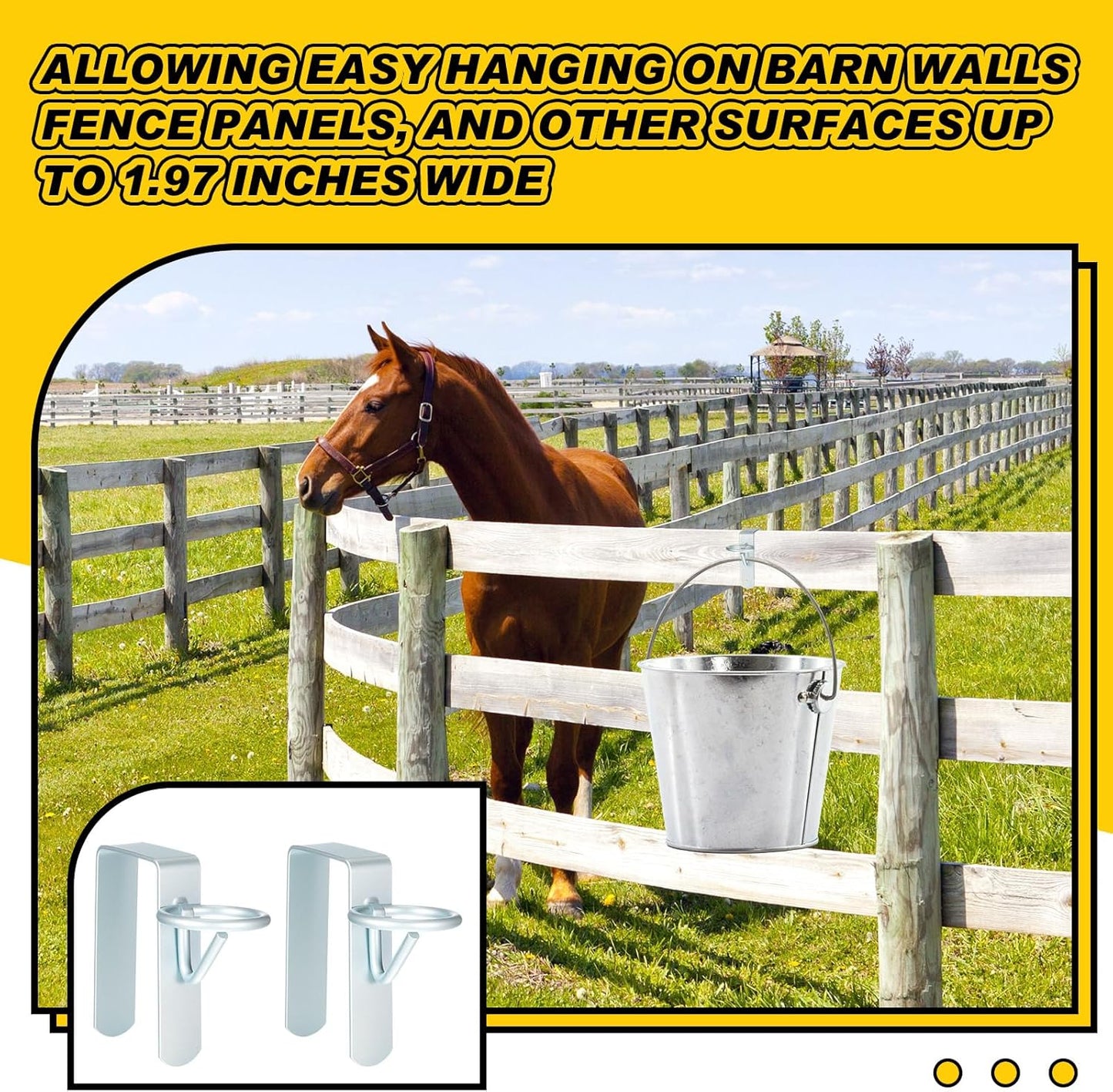 4 Pcs Horse Water Bucket Hook Portable Horse Bucket Hangers Removable Equestrian Stall Accessories Feeding Supplies Hang on Stall Walls or Doors