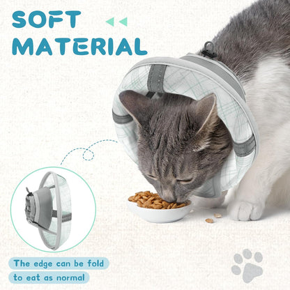 Supet Cat Cone Collar Soft, Air Mesh Recovery Collar to Stop Licking, Breathable Neck Cone Alternative for Small Kitten, Lightweight Cat Head Cone Anti Scratch (M)