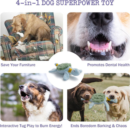 Squeaky Dog Toy, New 2025 Turtle Tug of War Crinkle Dog Toy, Tough Large Breed Interactive Stuffed Toy Trianing Fun to Keep Them Busy